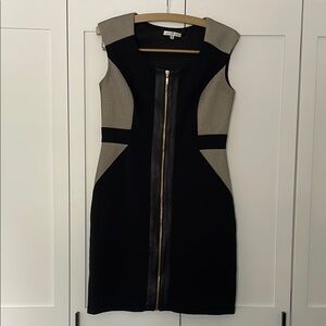 Sandra Darren Black and Tan Sheath Mini Dress